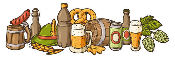 啤酒节或啤酒节的插图。酒吧或酒吧菜单和传单的背景。图片下载