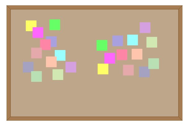 棕色纸板上的便条纸。图片下载