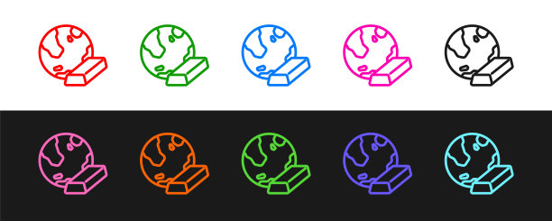 设置线金条图标孤立在黑色和白色的背景。银行业务的概念。向量图片下载