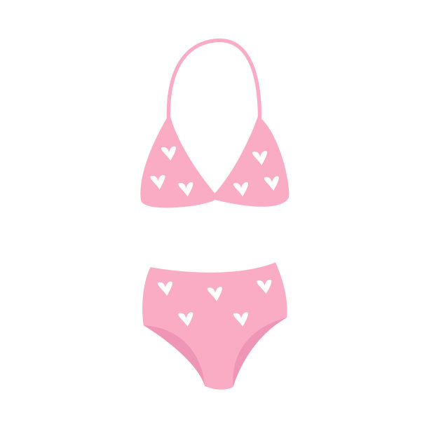 女性现代粉红色泳装与心图片下载