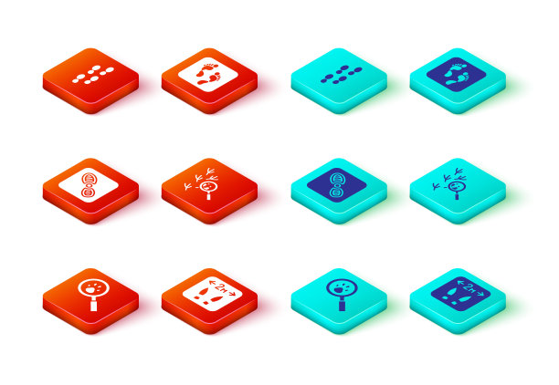 设置爪搜索，安全距离，人类脚印鞋，鸟，和图标。向量图片下载