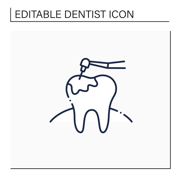龋齿治疗线图标图片下载
