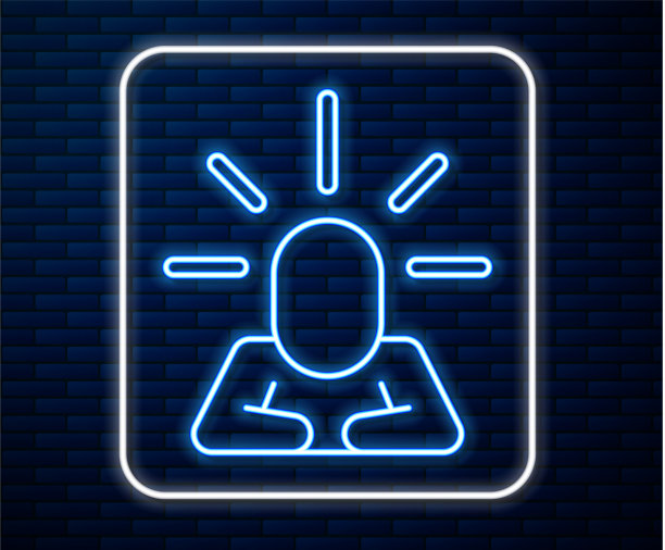 发光的霓虹灯线沮丧和沮丧图标图片下载