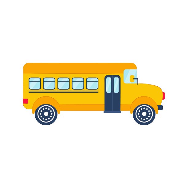 白色背景下的黄色校车。矢量平面插图。图片下载