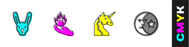 设兔耳手握火独角兽图片下载