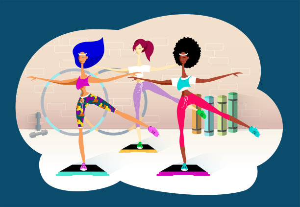 健美操课上的台阶平台图片下载