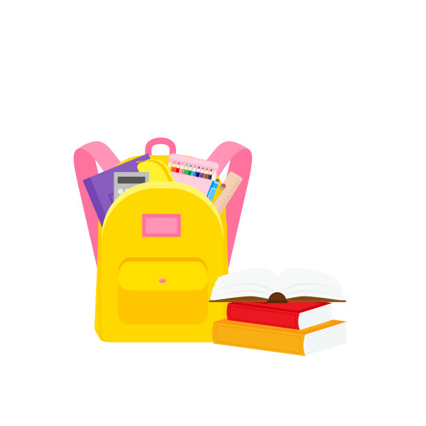教室学校用品文具，铅笔盒，钢笔，成堆的书，照片写实文学，笔记本，笔记本教科书，书包，调色板和艺术刷子，彩色铅笔。矢量图图片下载
