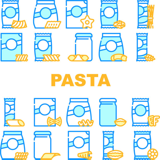 意大利面食品包装收集图标设置图片下载