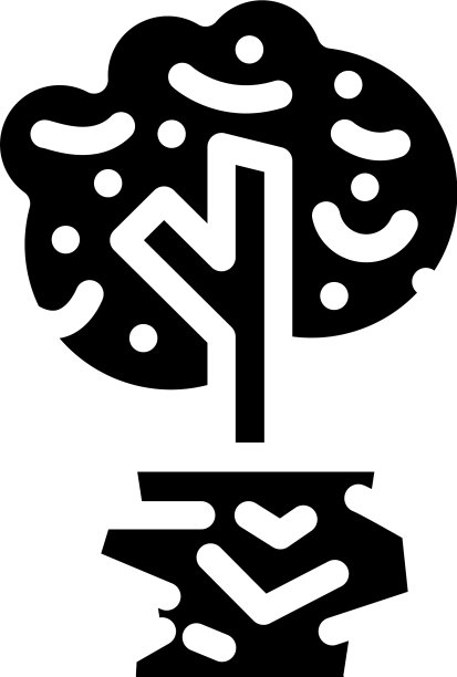 树植物在房子字形图标图片下载