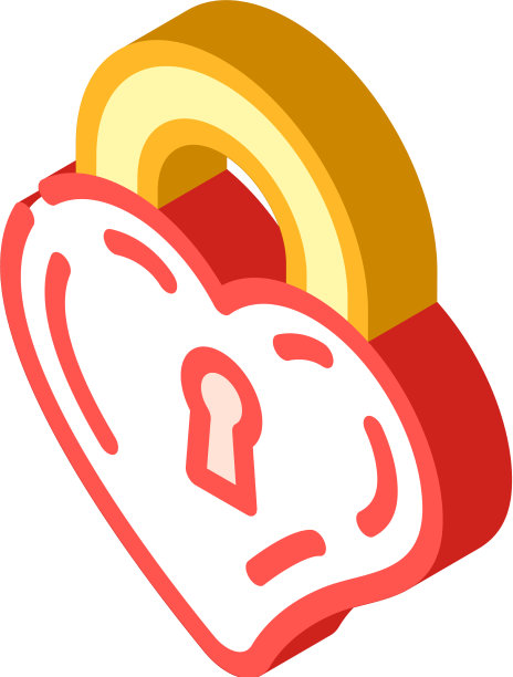 锁定心脏形式的等距图标图片下载