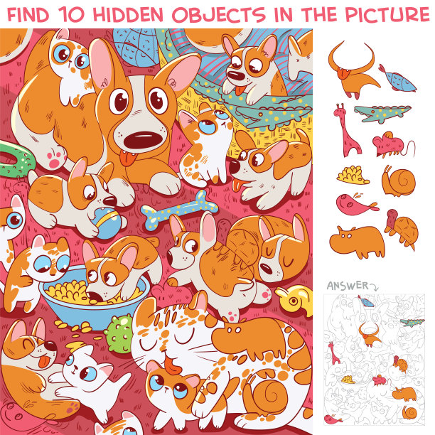 小猫和小狗一起玩耍，找到10只图片下载