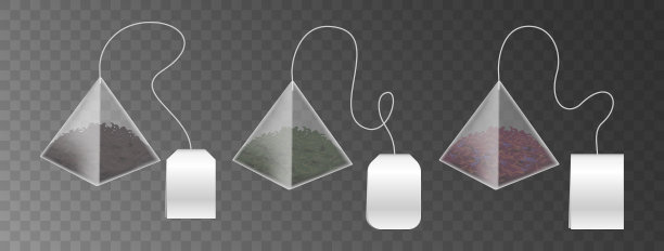 茶包呈金字塔状，孤立于透明上图片下载