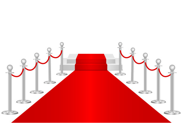 红地毯和绳索路径障碍3d图片下载