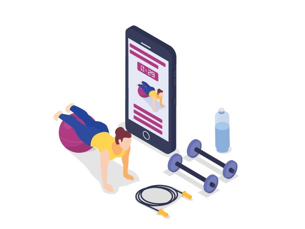 女人一边锻炼一边看锻炼应用图片下载