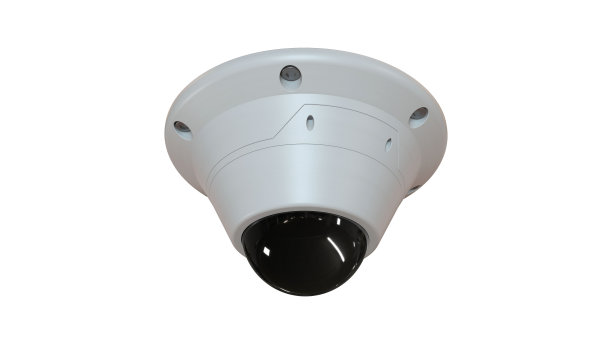 先进的安全摄像头，夜视和360度全景安全摄像头，实时查看和记录，隔离的白色背景，3d渲染图片下载