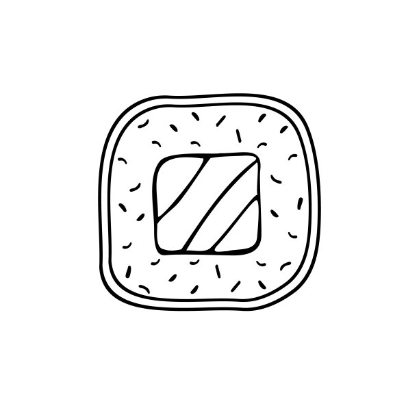 矢量手绘涂鸦素描三文鱼寿司卷图片下载