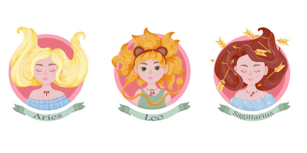 黄道十二宫的标志是一头秀发的美丽女孩。黄道十二宫中一组明亮的星座。的星座。天文学。矢量插图孤立的白色背景。图片下载
