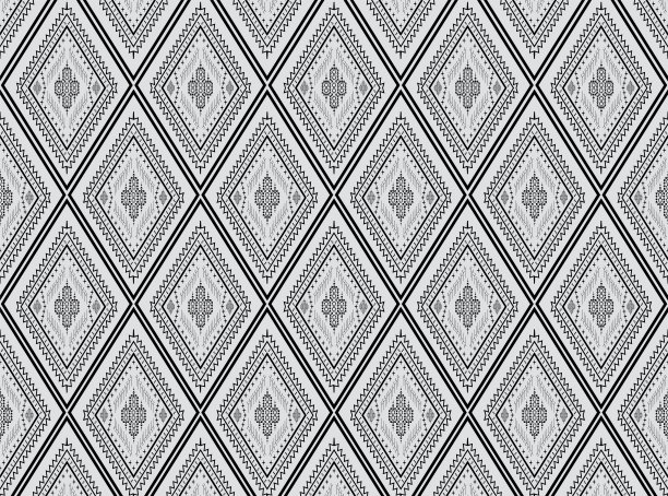 几何民族纹理刺绣设计背景或墙纸和时装服装，裙子，地毯，墙纸，服装，包装，蜡染，织物，衣服，在白色BG三角形矢量，插图图片下载
