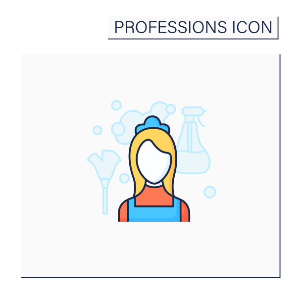 女保洁员彩色图标图片下载