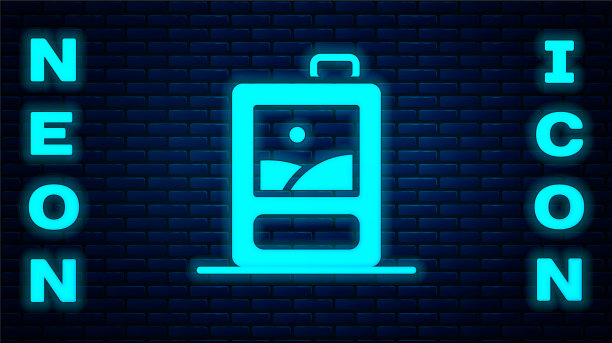 发光的霓虹灯纸箱酒图标孤立图片下载