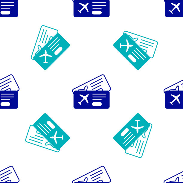 蓝色机票图标隔离无缝模式图片下载