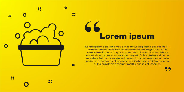 黑色塑料盆与肥皂泡沫图标隔离图片下载