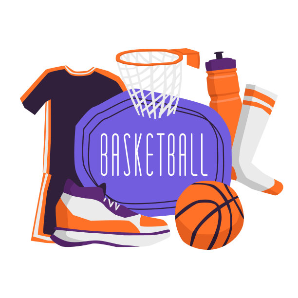 矢量图像与篮球主题的标志框架。图片下载