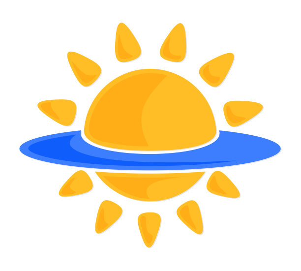 太阳和大海圆的象征。图片下载