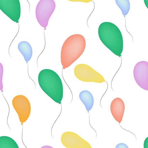 在白色背景上不同颜色的热气球的无缝图案图片下载