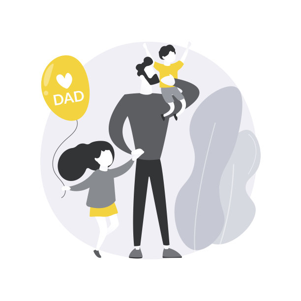 单亲父亲抽象概念矢量插图。图片下载