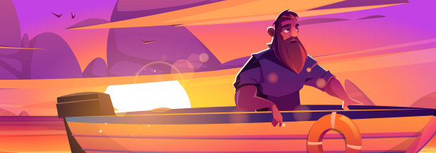 欣赏日落时男子在船上的时刻海报图片下载