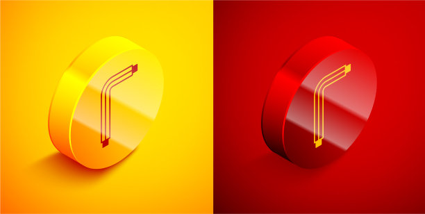 等距工具艾伦键图标孤立的橙色图片下载