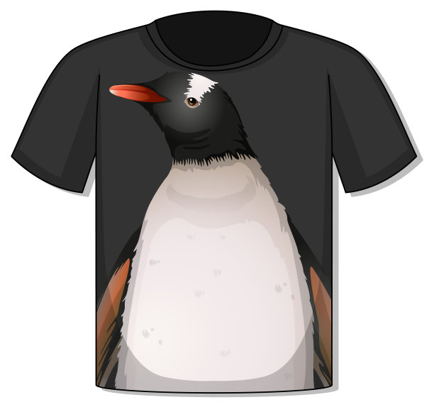 印有企鹅模板的t恤正面图片下载