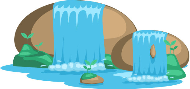 瀑布的水从悬崖上落下图片下载