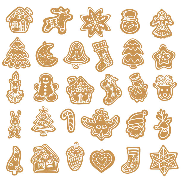设置传统的圣诞饼干设计图片下载