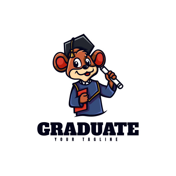 标志毕业鼠吉祥物卡通风格图片下载