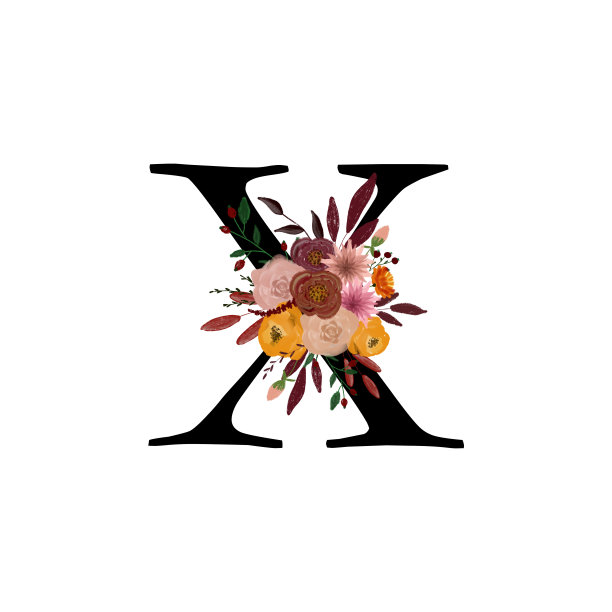 秋天水彩字母x水彩秋天字母表。设计贺卡，贺卡和请柬。为秋季主题的印刷绘图。学校设计图片下载