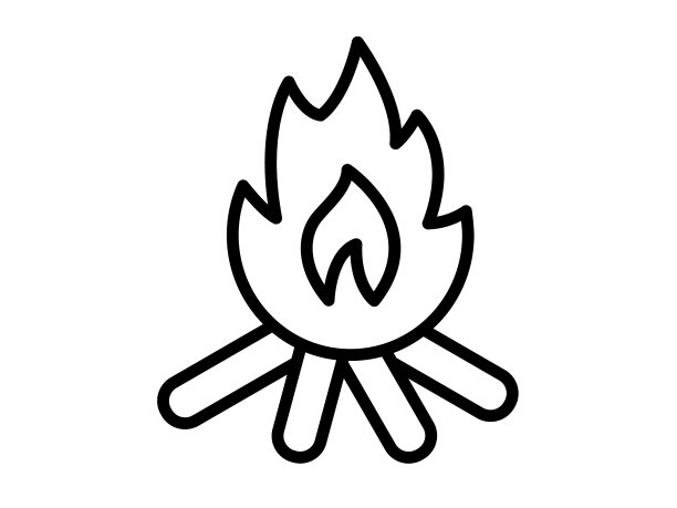 篝火单孤立图标与大纲图片下载