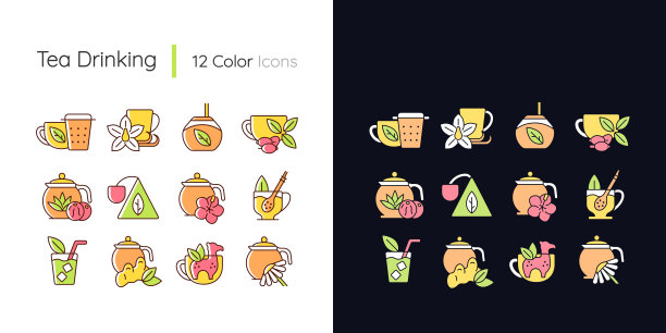 茶饮相关的明暗主题RGB颜色图标设置图片下载