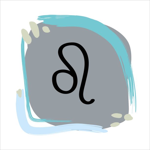 黄道十二宫的狮子座图标上有波西米亚风格的斑点，笔触用灰色柔和的颜色图片下载