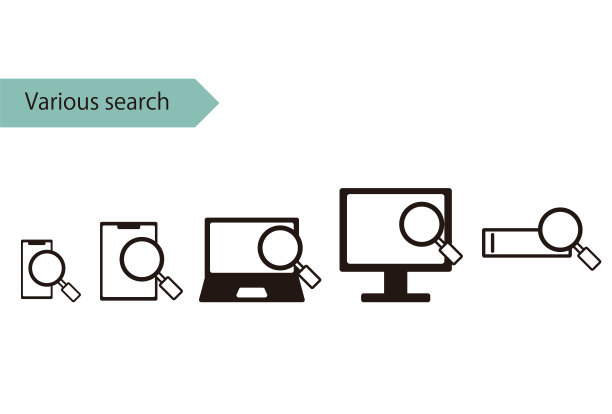 这是一个在数字设备(智能手机，平板电脑，电脑，笔记本电脑)上搜索的插图。图片下载