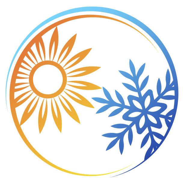 太阳和雪花吹发热标志图片下载