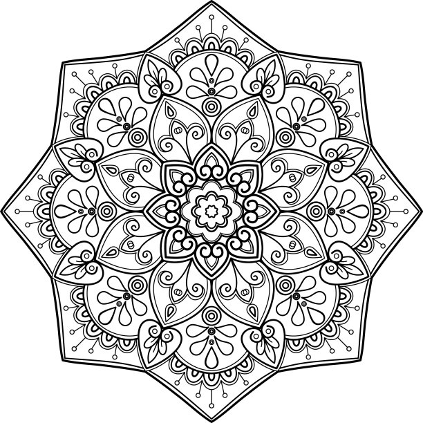 曼荼罗图案着色书墙纸设计图片下载