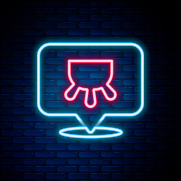 发光的霓虹灯线乳腺图标孤立在砖图片下载