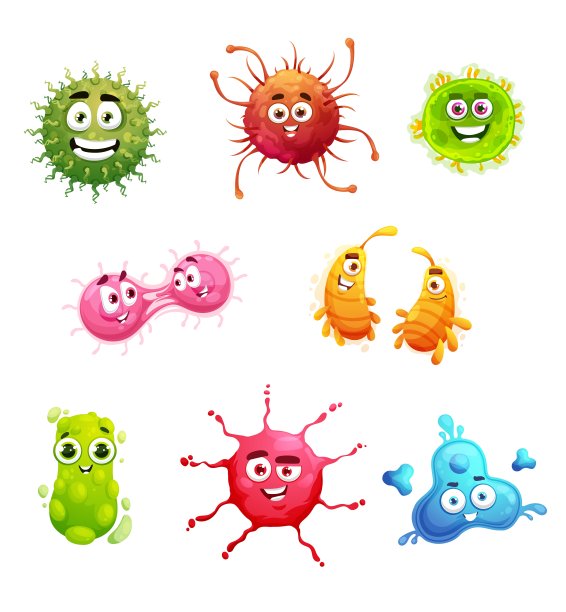 卡通病毒，细菌，细菌和细菌图片下载