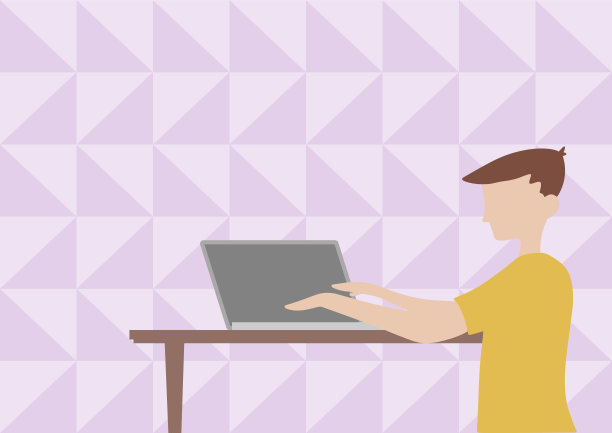 商人站着画画，把笔记本电脑放在木桌上。绅士坐姿设计使用笔记本电脑显示办公效率。图片下载