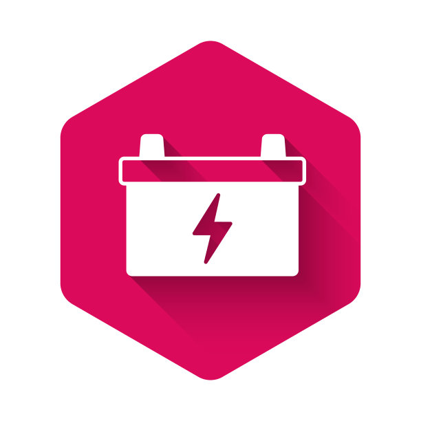 白色汽车蓄电池图标与长影隔离图片下载