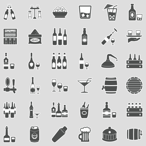 酒精饮料图标。贴纸设计。矢量插图。图片下载