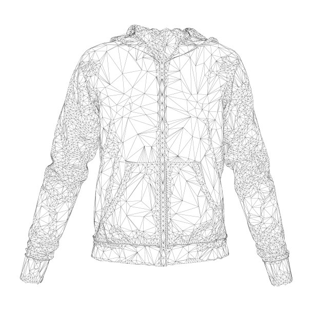 低聚运动夹克框架口袋孤立在白色背景。3 d。矢量图图片下载