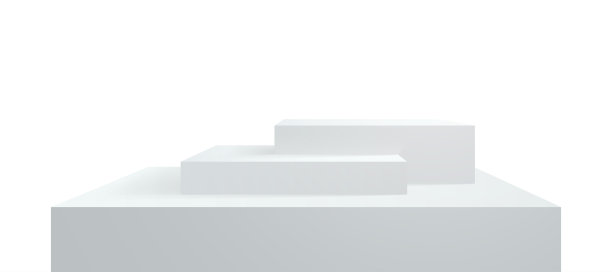 讲台平台基座，矢量三维舞台站背景或讲台楼梯，逼真的渲染。工作室平台或基座的方形块或楼梯箱图片下载